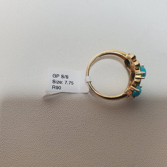 Sterling Silver Turquoise & White Topaz Ring (Appraised, Natural Gemstones, 925) - Picture 8 of 15